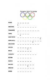 English Worksheet: Olympics Word Scramble