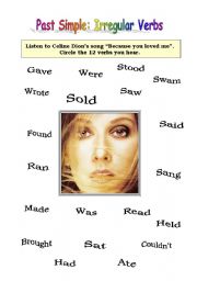 SONG WORKSHEET (BECAUSE YOU LOVED ME BY CELINE DION)