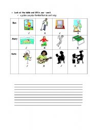 English Worksheet: CAN & CANT