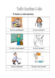 English Worksheet: yes/no questions & jobs