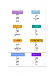 Color Chart: Taboo Cards