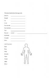 English Worksheet: Body parts and movement vocab