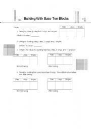 English Worksheet: Building with Base Ten Blocks