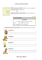 English Worksheet: addresses and phone numbers