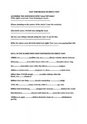 English Worksheet: PAST CONTINUOUS OR SIMPLE PAST
