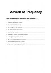 English Worksheet: Adverb of Frequency