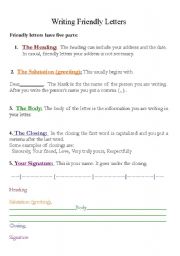 The 5 Parts of Writing Friendly Letters