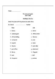 English worksheet: Working in the City
