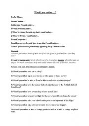 English Worksheet: Would you rather...