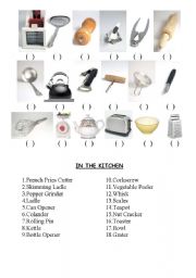 English Worksheet: Kitchen Utensils