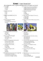 Shrek - video worksheet