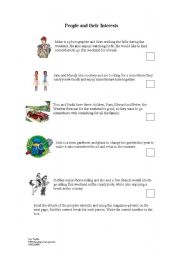 English Worksheet: Reading acticity for PET practise