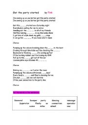 English Worksheet: Get the Party Started by Pink