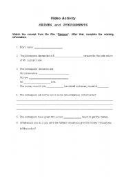 English Worksheet: Video Activity with the film 