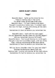 English worksheet: HIGH BY JAMES BLUNT