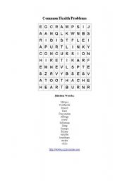 English Worksheet: Common Health Problems