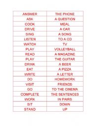 English worksheets: Verbs and nouns