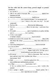 English Worksheet: Present simple & Present Continuous