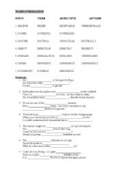 English worksheet: Word formation