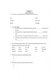 English worksheet: Verbs Review Sheet