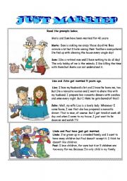 English Worksheet: just married-role play