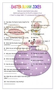 English Worksheet: Easter Bunny Jokes