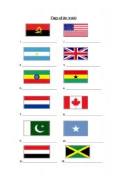 English worksheet: Flags of the world