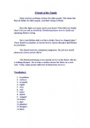 English worksheet: friends of the family