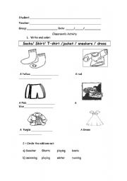 English worksheet: Clothes`s activity