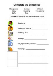 English Worksheet: Hobbies & Pastimes