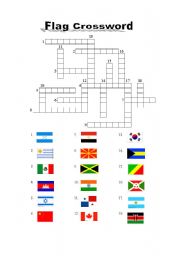 Flag crossword ESL worksheet by harveyj