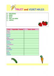English worksheet: Score a fruit / vegetable