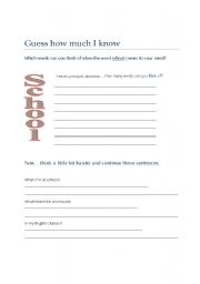 English worksheet: School Vocabulary