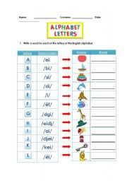 English Worksheet: Alphabet Worksheet