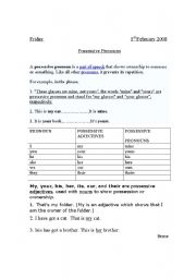 English worksheet: Possesive Pronouns