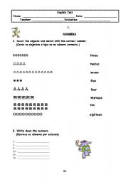 English worksheet: Elementary test