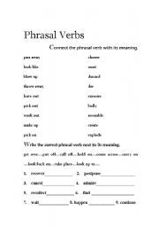 English worksheet: Phrasal Verb worksheet