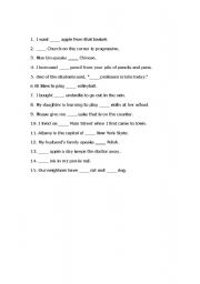 English Worksheet: Articles