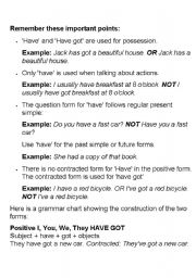 English Worksheet: has got have got 