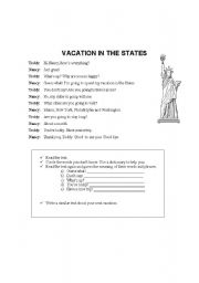English worksheet: Vacayion in the States