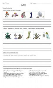 English worksheet: chores, have to Simple Present .Present Continuous