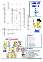English Worksheet: Extended Family Vocabulary with the Simpsons (Crossword 2)