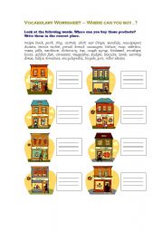 English Worksheet: Where can you buy...?