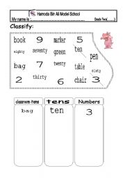 English Worksheet: classify items