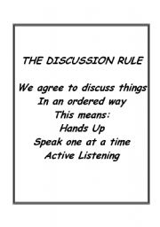 English worksheet: The discussion Rule