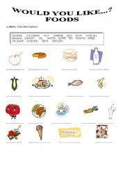 English Worksheet: would you like some food
