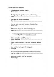 English worksheet: 11 mixed rephrasing sentences