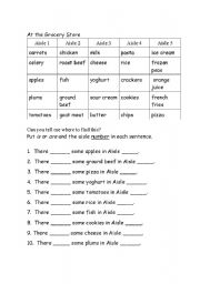 English Worksheet: At the Grocery Store