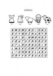 English worksheets: Caça palavras de animais