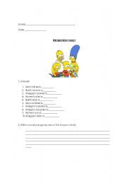 English Worksheet: The Simpson Family 